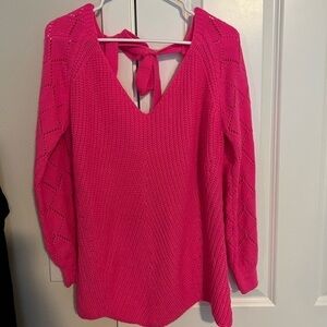 Pink tie back sweater